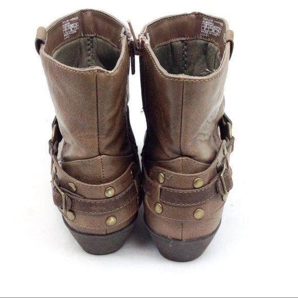 Kenneth Cole Taylor Brown Leather Western Harness Short Moto Engineer Boots Size - Picture 8 of 10